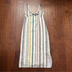 Poetry Striped Midi Dress in White with Multicolor Stripes